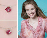 1ct Pink Ruby Pendant Princess Cut Stylish Solitaire 14k WhiteGold Over NO CHAIN