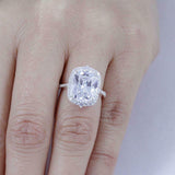 4Ct Long Cushion Cut Diamond Vintage Halo Engagement Ring 14K White Gold Finish