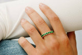 2.9ct Round Cut Green Emerald Cluster Full Eternity Band 14k Yellow Gold Finish