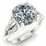 4ct Round Diamond Engagement Ring Filigree OpenBand Solitaire 14k WhiteGold Over