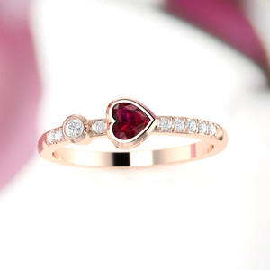 2ct Heart Cut Red Garnet Engagement Ring 14k Rose Gold Over Heart Shape Eternity