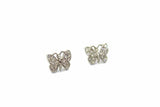 1ct Round Cut VVS1D Diamond Butterfly Design Stud Earrings 14k White Gold Finish