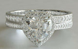 2.3ct Heart Cut Diamond Engagement Ring Halo Bridal Set 14k White Gold Finish