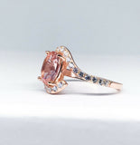 2.5Ct Oval Cut Peach Morganite Swirl Twist Engagement Ring 14K Rose Gold Finish