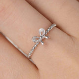 Bow Knot Ribbon Engagement Ring 0.25ct Round Cut Diamond 14k White Gold Finish