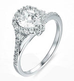 1.6ct Pear Cut Diamond Engagement Ring Round Accents Halo 14k White Gold Finish