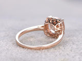 1.5ct Cushion Peach Morganite Engagement Ring 14k RoseGold Finish Halo Solitaire