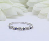 0.7ct Round Cut Sapphire Wedding Band Half Eternity Stackable 14k WhiteGold Over