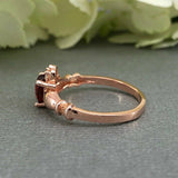 1ct Heart Cut Red Garnet Claddagh Design Engagement Ring 14k Rose Gold Finish