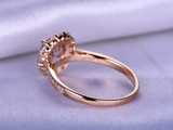 2.8ct Round Cut Morganite Engagement Ring Diamond Floral Halo 14k Rose Gold Over