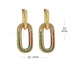 3ct Round Cut Simulated Multi Stone Geometric Earrings 14k Yellow Gold Plated