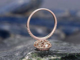 3ct Oval Cut Peach Morganite Engagement Ring 14k Rose Gold Finish Halo Solitaire