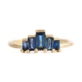 1.3ct Baguette Blue Sapphire Engagement Ring 14k Yellow Gold Over Art Deco Crown