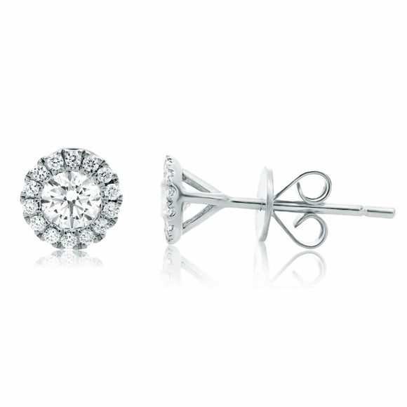 Halo Women Stud Earrings 1.2ct Round Cut VVS1D Diamond 14k White Gold Finish