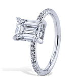 1.6ct Emerald Cut VVS1 Diamond Engagement Ring Hidden Halo 14k White Gold Finish