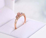 1.5ct Oval Cut Morganite Solitaire Cluster Heart Accent Ring 14k Rose Gold Over