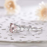 1.5ct Round Cut Peach Morganite Solitaire Ring 14k White Gold Over Round Accents