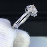 2ct Heart Cut Diamond Engagement Ring Halo 18k White Gold Over with Round Accent