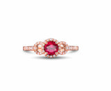 2Ct Round Cut Pink Ruby Diamond Accent Halo Engagement Ring 14K Rose Gold Finish