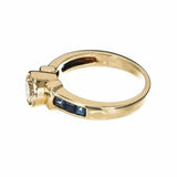 1.75ct Round Cut Diamond Engagement Ring Sapphire Accent 14k Yellow Gold Finish