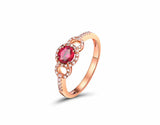 2Ct Round Cut Pink Ruby Diamond Accent Halo Engagement Ring 14K Rose Gold Finish