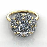 4.5ct Round Cut VVS1D Diamond Engagement Ring Floral Halo 14k Yellow Gold Finish