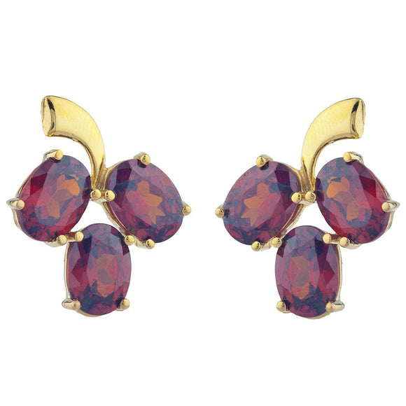 2.3ct Drop Earrings Oval Cut Red Garnet Berry Fruit 14k Yellow Gold Finish