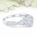 2ct Heart Cut VVS1D Diamond Engagement Ring Split Shank Halo 18k White Gold Over