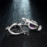 2Ct Pear Cut Purple Amethyst Lucky Owl Drop Earrings Women 14K White Gold Finish