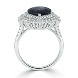 5Ct Pear Cut Blue Sapphire Vintage Cocktail Engagement Ring 18K White Gold Over