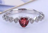 0.6ct Heart Cut Simulated Red Garnet Solitaire Accents Ring 14k WhiteGold Plated