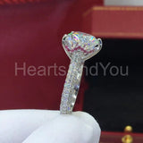 2ct Heart Cut Simulated Diamond Cluster Pave Accents Ring 14k White Gold Plated