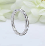 3Ct Baguette Cut Diamond Stackable Eternity Wedding Band 14K White Gold Finish