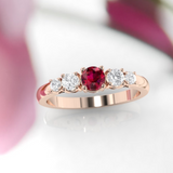 2ct Round Cut Red Garnet Engagement Ring 14k Rose Gold Finish Five Stone Diamond