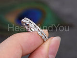 1ct Round Cut Moissanite Full Eternity Women Wedding Bands 14k White Gold Plated