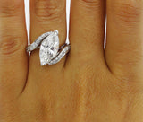 5Ct Marquise Diamond Swirl Bypass Solitaire Engagement Ring 14K White Gold Over