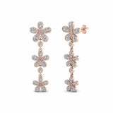 1ct Round Cut VVS1 Diamond Flower Drop Earring Women 14k White Rose Gold Finish