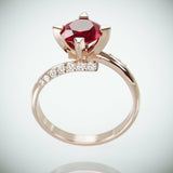 1.5Ct Round Cut Pink Ruby Diamond Stylish Engagement Ring 14K Rose Gold Finish