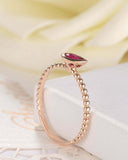 0.5ct Pear Cut Pink Ruby Beaded Ball Solitaire Engagement Ring 14k RoseGold Over