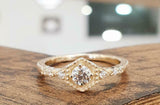 1ct Round Diamond Antique Inspired Solitaire Accents Ring 14k Yellow Gold Finish