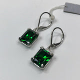 2ct Green Emerald Cut Royal Solitaire Women Drop Earrings 14k White Gold Finish