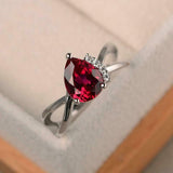 1ct Pear Cut Pink Ruby Split Band Solitaire Round Accent Ring 14k WhiteGold Over