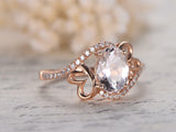 1.7ct Oval Cut Peach Morganite Engagement Ring 14k RoseGold Finish Unique Design