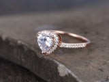 1ct Heart Cut VVS1 Diamond Valentine Unique Engagement Ring 14k Rose Gold Finish