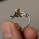 2ct Cushion Cut Yellow Citrine Engagement Ring 14k White Gold Finish Split Shank