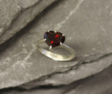 1.5ct Engagement Ring Heart Cut Red Garnet Solitaire Design 14k WhiteGold Finish