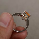 2ct Heart Yellow Citrine Solitaire Promise Engagement Ring 14k White Gold Finish