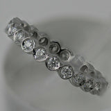 1.5ct Round Cut Diamond Wedding Ring Band Bezel Set Eternity 14k White Gold Over