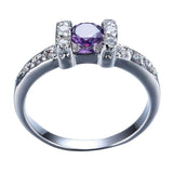 1.7ct Round Cut Purple Amethyst Engagement Ring 14k White Gold Finish Stackable