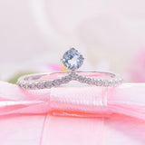 1.2ct Round Cut Blue Aquamarine Engagement Ring Curved Shape 14k White Gold Over